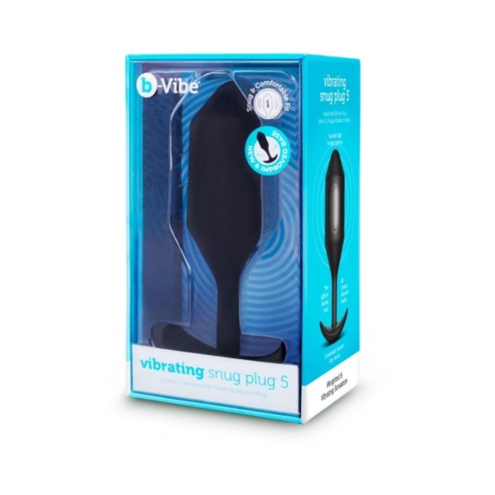 B-VIBE - VIBRATING SNUG PLUG 5 ANAL PLUG DE SILICONE COM PESO RECARREGÁVEL PRETO