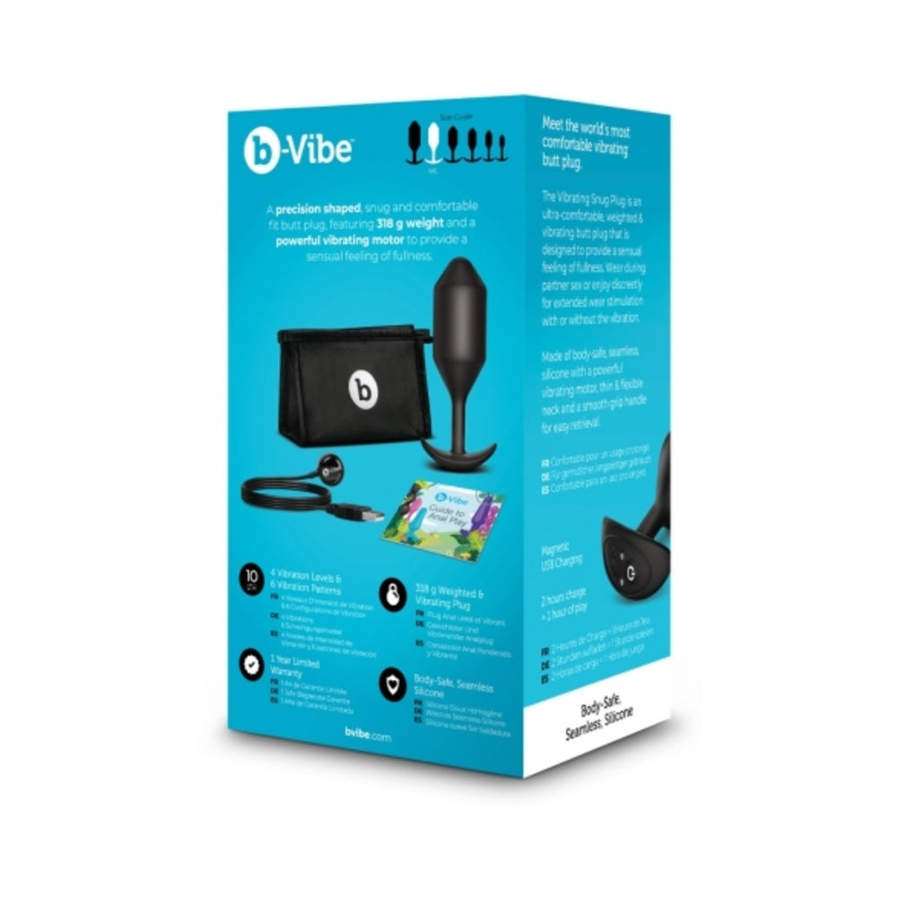 B-VIBE - VIBRATING SNUG PLUG 5 ANAL PLUG DE SILICONE COM PESO RECARREGÁVEL PRETO