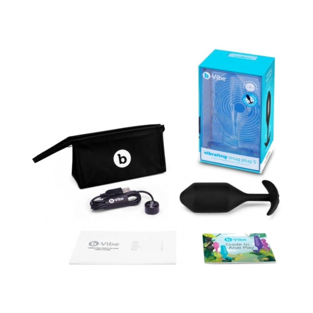 B-VIBE - VIBRATING SNUG PLUG 5 ANAL PLUG DE SILICONE COM PESO RECARREGÁVEL PRETO