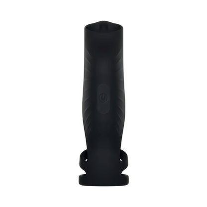 GENDER X - ROCKETEER RECHARGEABLE TRIPLE-RING VIBRATING SILICONE PENIS SHEATH BLACK