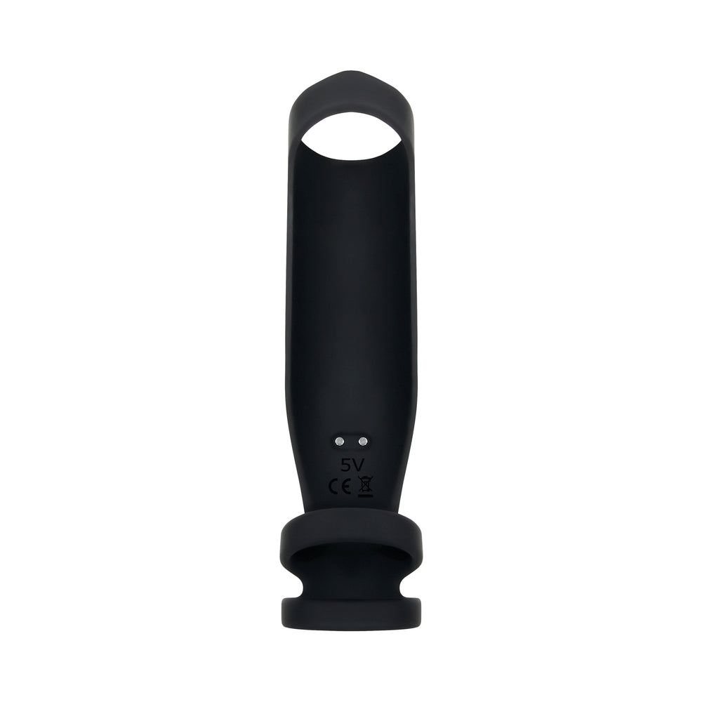 GENDER X - ROCKETEER RECHARGEABLE TRIPLE-RING VIBRATING SILICONE PENIS SHEATH BLACK
