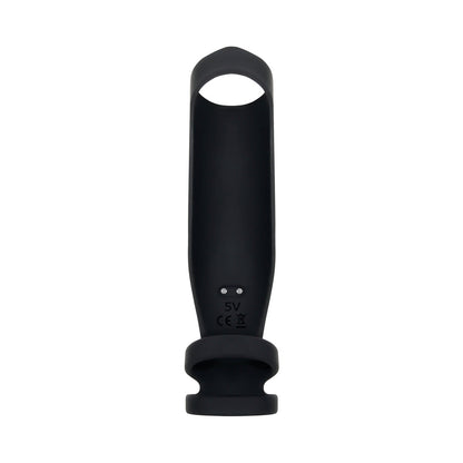 GENDER X - ROCKETEER RECHARGEABLE TRIPLE-RING VIBRATING SILICONE PENIS SHEATH BLACK