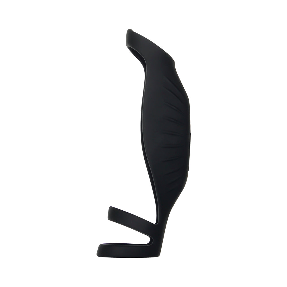 GENDER X - ROCKETEER RECHARGEABLE TRIPLE-RING VIBRATING SILICONE PENIS SHEATH BLACK