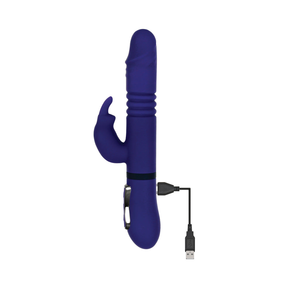 GENDER X - VIBRADOR COELHO DE SILICONE RECARREGÁVEL COM MOVIMENTOS DE IMPULSO E ROTAÇÃO TUDO EM UM ROXO