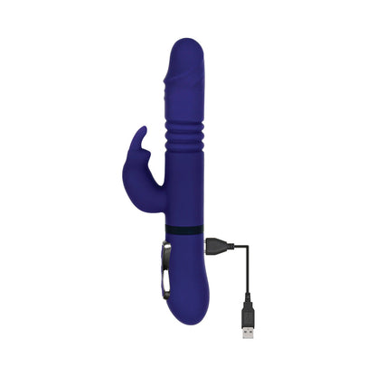 GENDER X - VIBRADOR COELHO DE SILICONE RECARREGÁVEL COM MOVIMENTOS DE IMPULSO E ROTAÇÃO TUDO EM UM ROXO