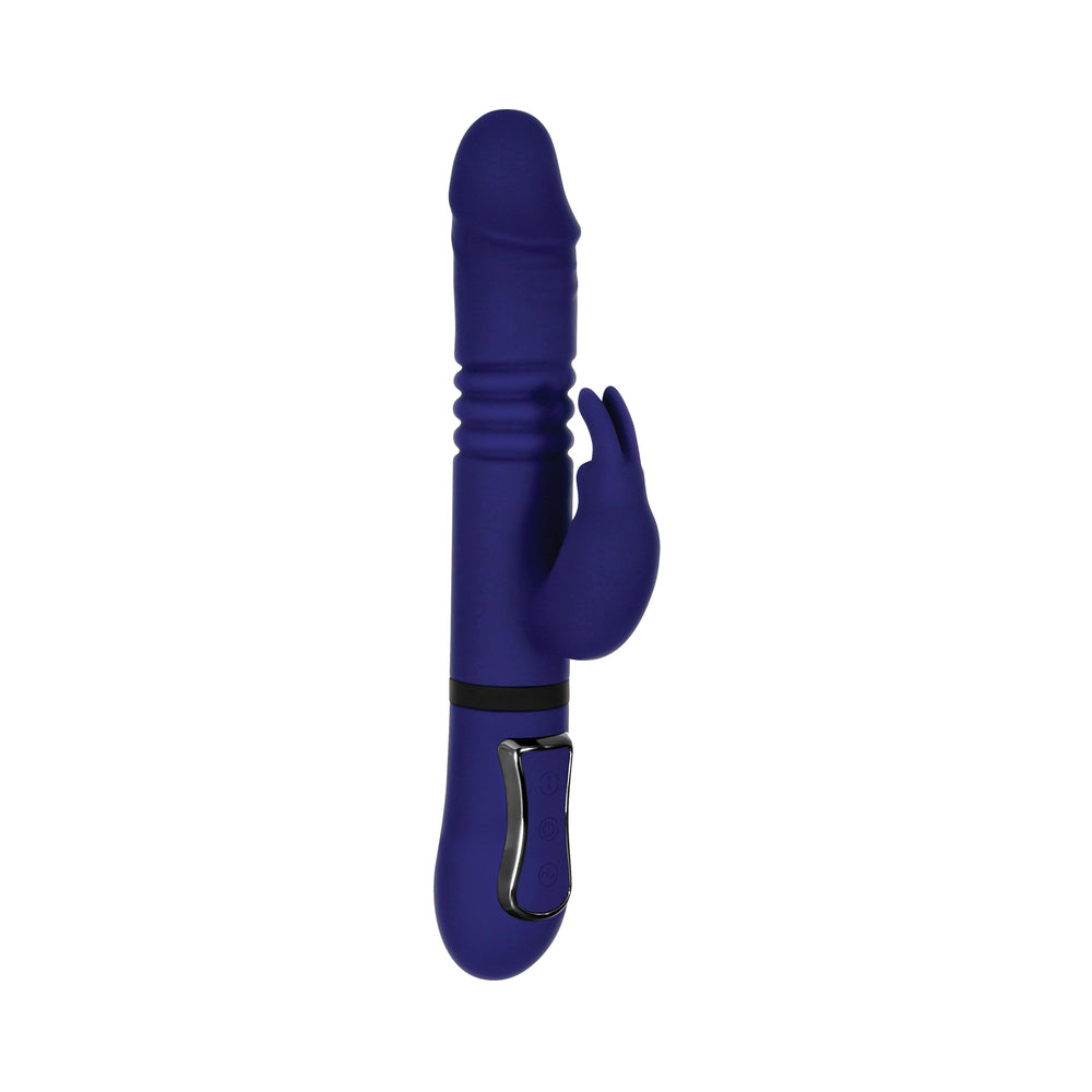 GENDER X - VIBRADOR COELHO DE SILICONE RECARREGÁVEL COM MOVIMENTOS DE IMPULSO E ROTAÇÃO TUDO EM UM ROXO