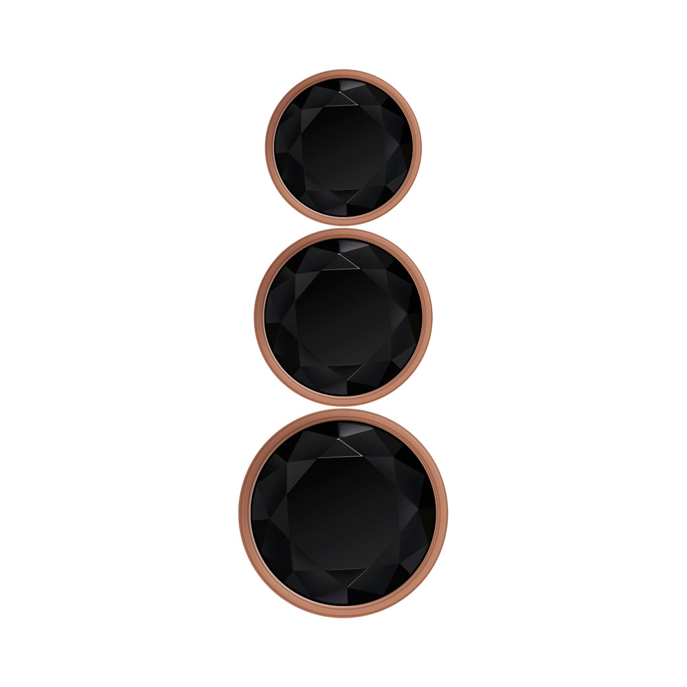 GENDER X - GOLD DIGGER 3-PIECE ROSE GOLD BEADED ANAL PLUG WITH BLACK GEMSTONE BASE SET