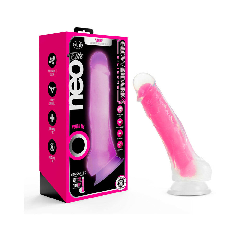 BLUSH - NEO ELITE GLOW-IN-THE-DARK VIPER 7 IN. DUAL-DENSITY DILDO NEON