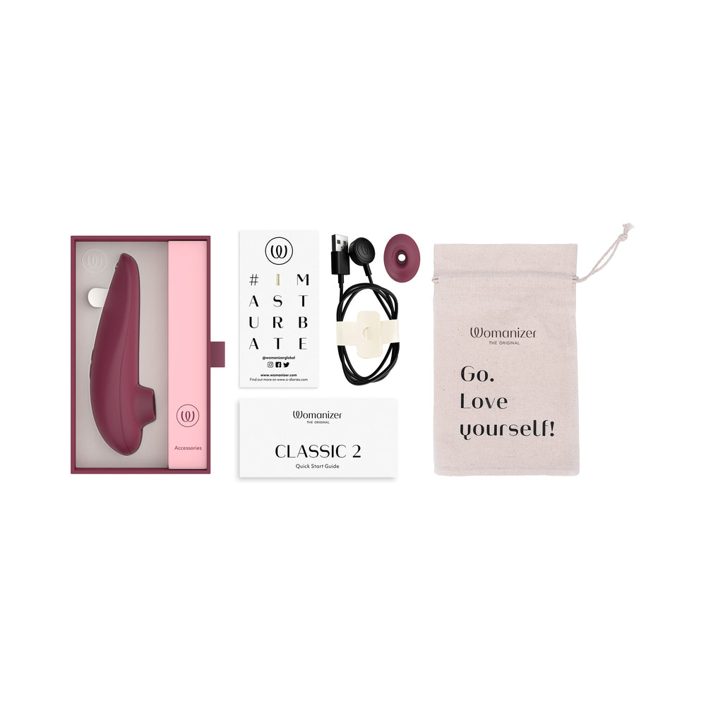 WOMANIZER - CLASSIC 2 ESTIMULADOR CLITORIDIANO RECARREGÁVEL DE SILICONE COM TECNOLOGIA AIR BORDEAUX
