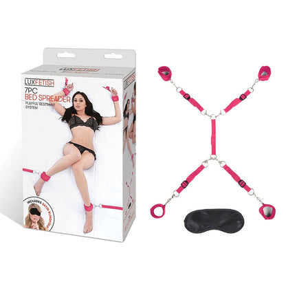 ELECTRIC EEL - LUX FETISH 7-PIECE BED SPREADER PLAYFUL RESTRAINT SYSTEM HOT PINK