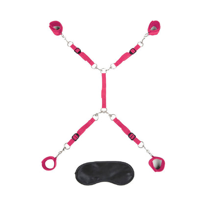 ELECTRIC EEL - LUX FETISH 7-PIECE BED SPREADER PLAYFUL RESTRAINT SYSTEM HOT PINK