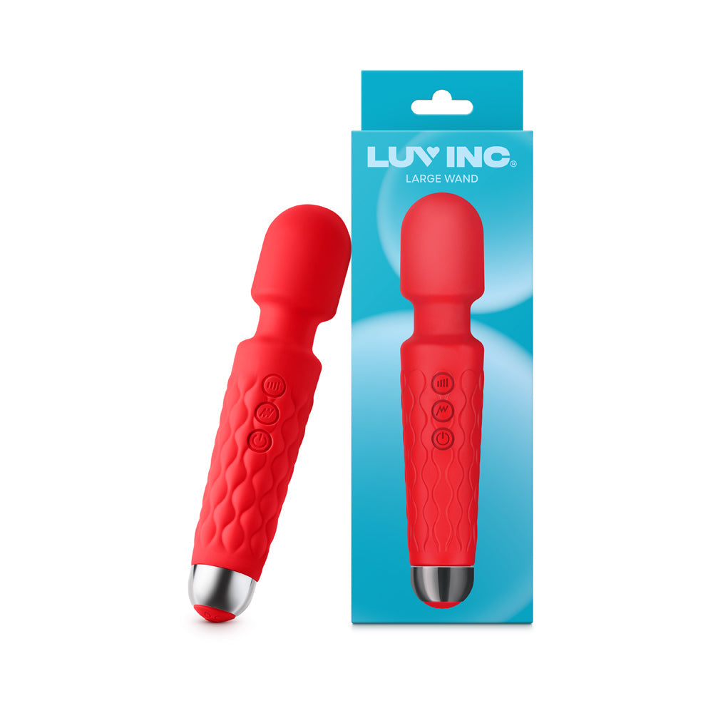 LUV INC. - LW96 LARGE WAND RECHARGEABLE FLEXIBLE SILICONE VIBRATOR RED