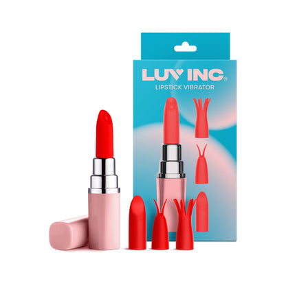 LUV INC. - LV57 LIPSTICK VIBRATOR RECHARGEABLE SILICONE DISCREET BULLET WITH 3 ATTACHMENTS