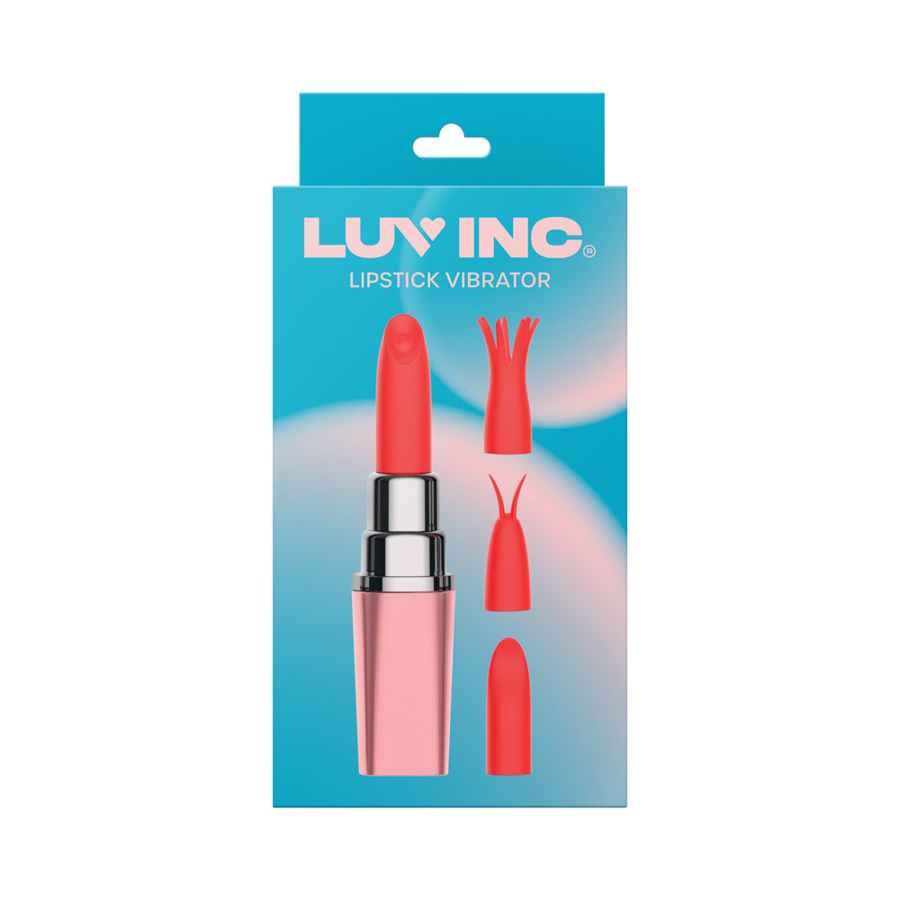 LUV INC. - LV57 LIPSTICK VIBRATOR RECHARGEABLE SILICONE DISCREET BULLET WITH 3 ATTACHMENTS