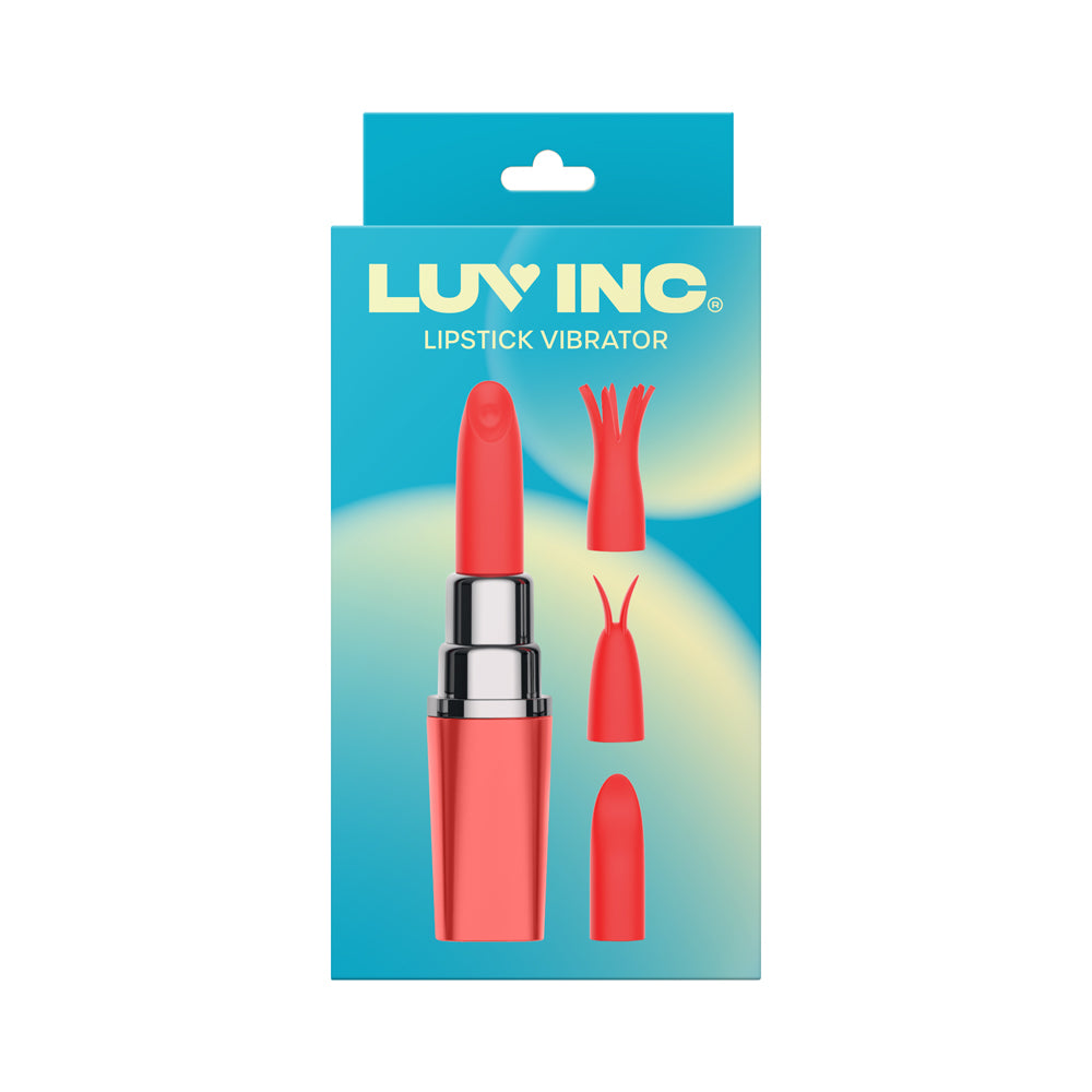 LUV INC. - LV57 LIPSTICK VIBRATOR RECHARGEABLE SILICONE DISCREET BULLET WITH 3 ATTACHMENTS