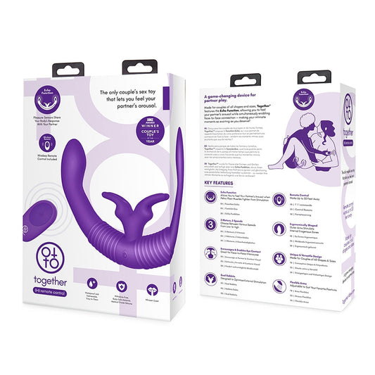 TOGETHER TOY - VIBRADOR PARA CASAIS TOGETHER, COM CONTROLO REMOTO, DUPLO, COM COELHO, ROXO