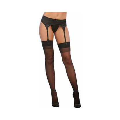 DREAMGIRL - MEIAS AUTO-FIXANTES TRANSPARENTES COM TOPO LISO E COSTURA TRASEIRA