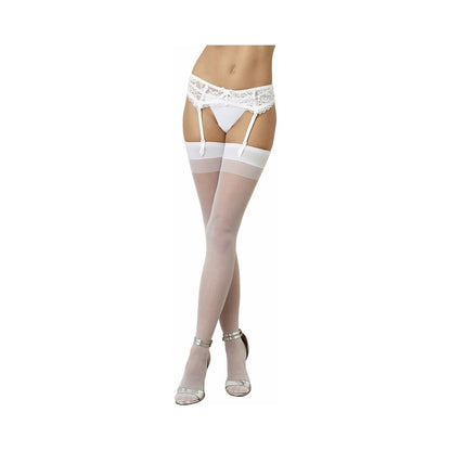 DREAMGIRL - MEIAS AUTO-FIXANTES TRANSPARENTES COM TOPO LISO E COSTURA TRASEIRA