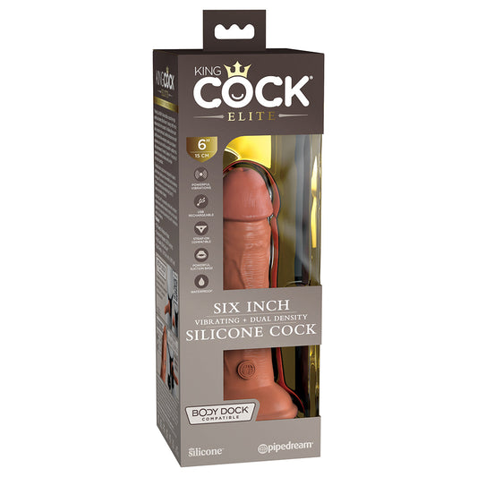 PIPEDREAM - KING COCK ELITE 6 IN. VIBRATING REALISTIC DILDO WITH SUCTION CUP TAN