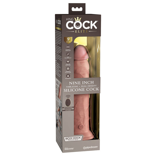 PIPEDREAM - COCK ELITE 9 IN. VIBRATING DUAL DENSITY SILICONE REALISTIC DILDO