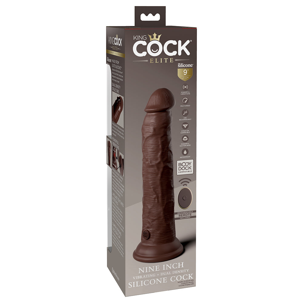 PIPEDREAM - COCK ELITE 9 IN. VIBRATING DUAL DENSITY SILICONE REALISTIC DILDO