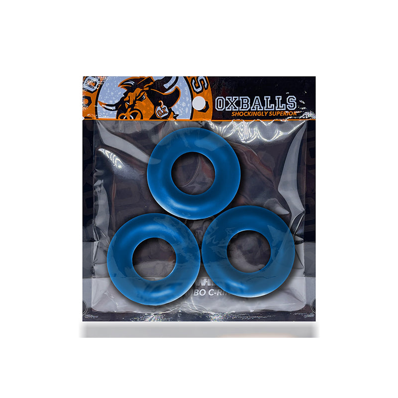 OXBALLS - CONJUNTO DE 3 ANÉIS PENIANOS JUMBO FAT WILLY FLEXTPR AZUL ESPACIAL
