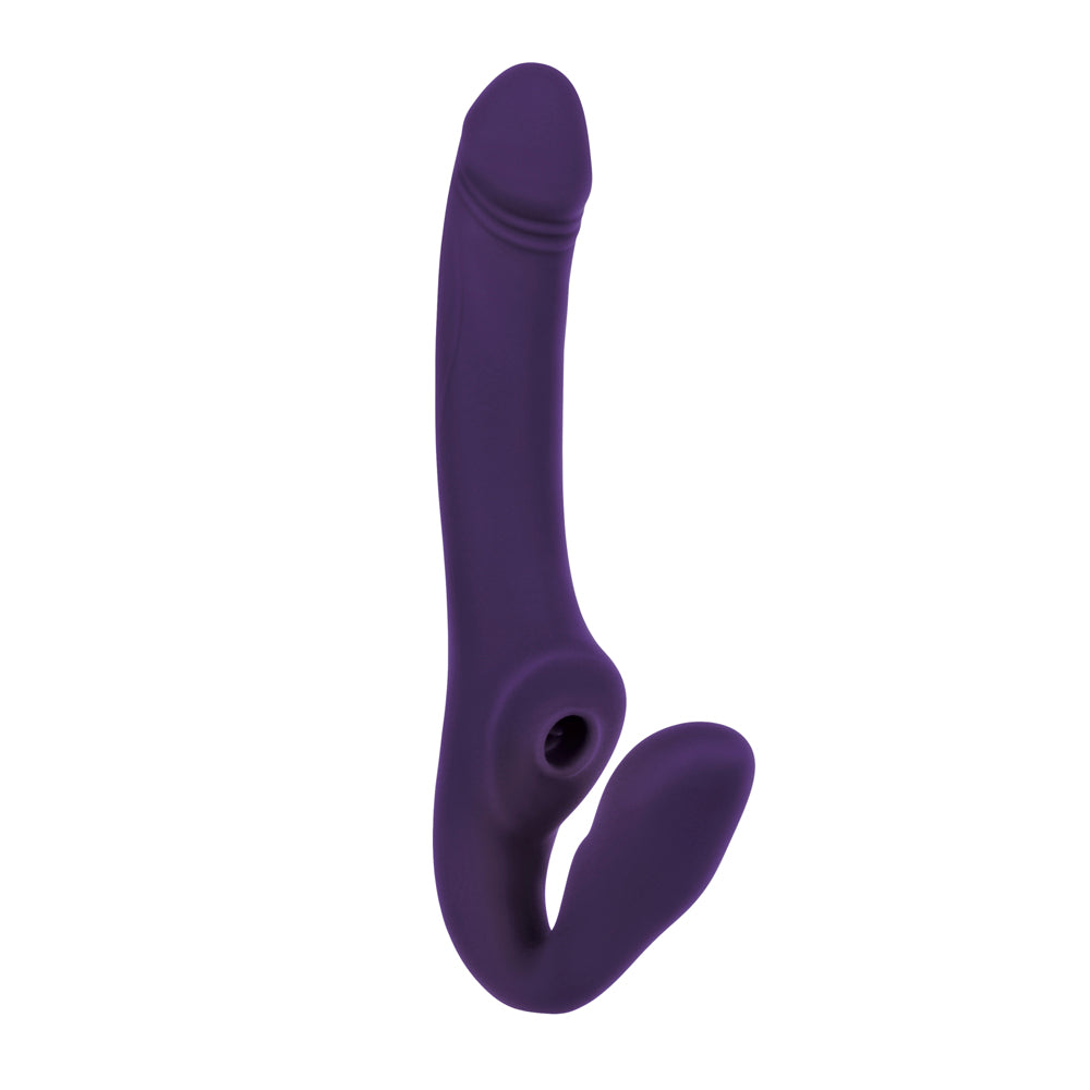 EVOLVED - 2 BECOME 1 DILDO COM ARNÊS DE SILICONE, RECARREGÁVEL, COM CONTROLO REMOTO E BASE DE SUCÇÃO, ROXO