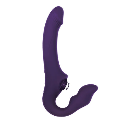 EVOLVED - 2 BECOME 1 DILDO COM ARNÊS DE SILICONE, RECARREGÁVEL, COM CONTROLO REMOTO E BASE DE SUCÇÃO, ROXO
