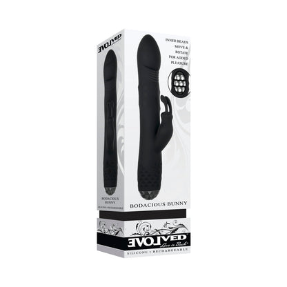 EVOLVED - BODACIOUS BUNNY RECHARGEABLE SILICONE RABBIT VIBRATOR BLACK