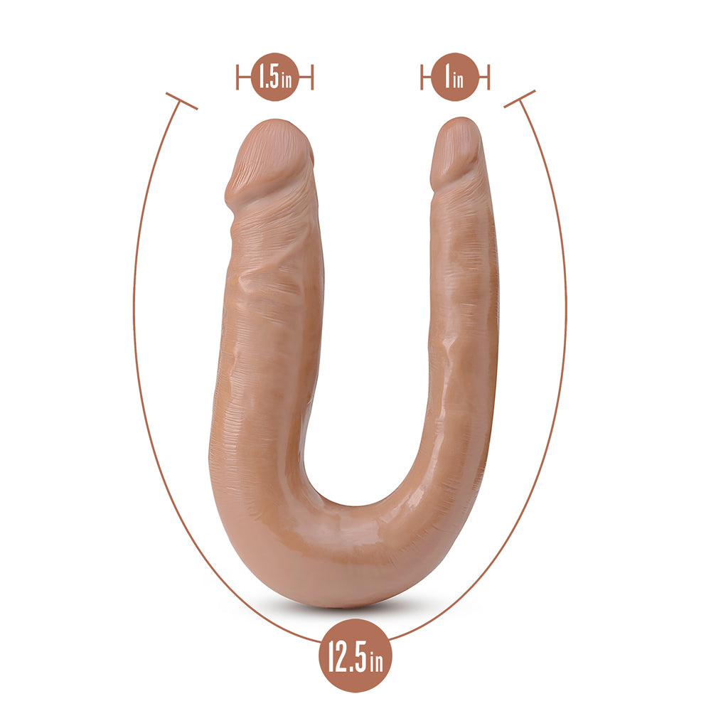 BLUSH - DR. SKIN MINI DOUBLE DONG REALISTIC 12 IN. DUAL ENDED DILDO