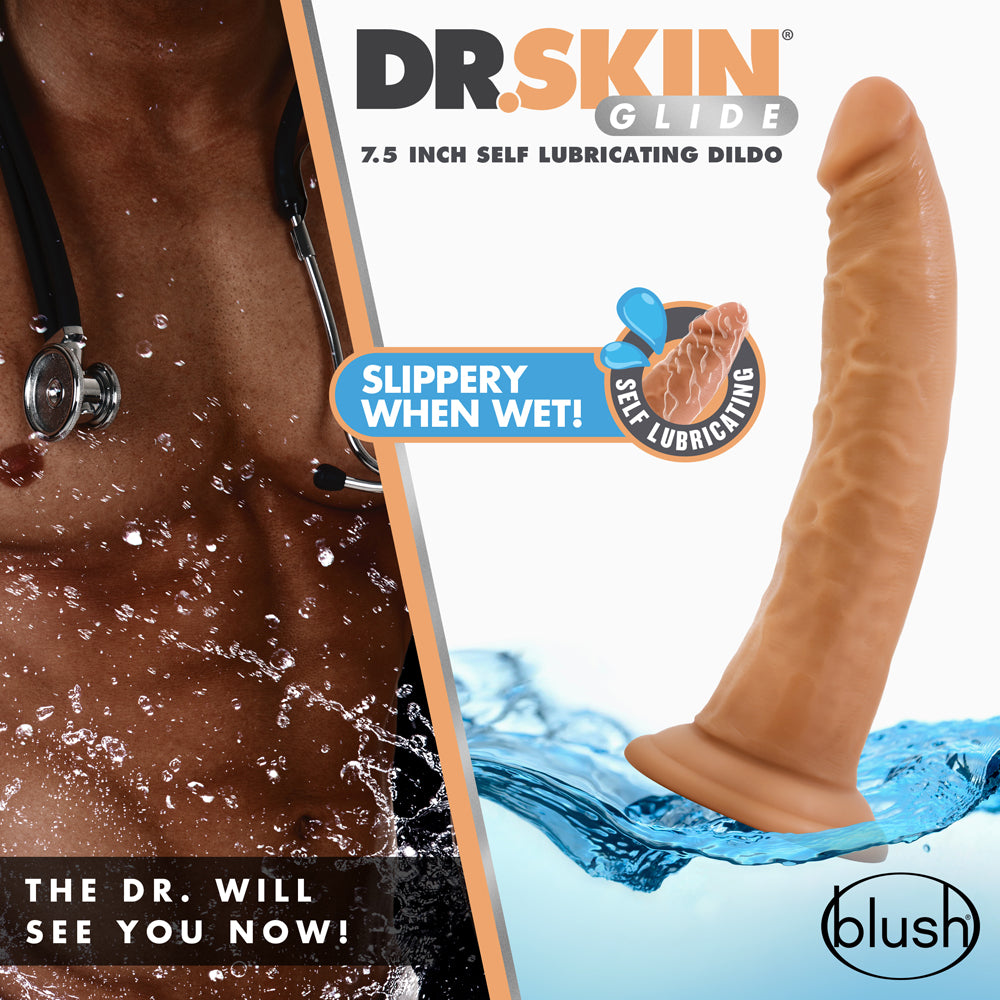 BLUSH - DR. SKIN GLIDE REALISTIC 7.5 IN. SELF LUBRICATING DILDO