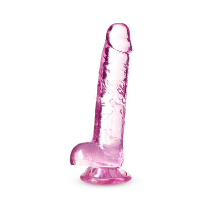 BLUSH - NATURALLY YOURS CRYSTALLINE 7 IN. DILDO WITH BALLS ROSE
