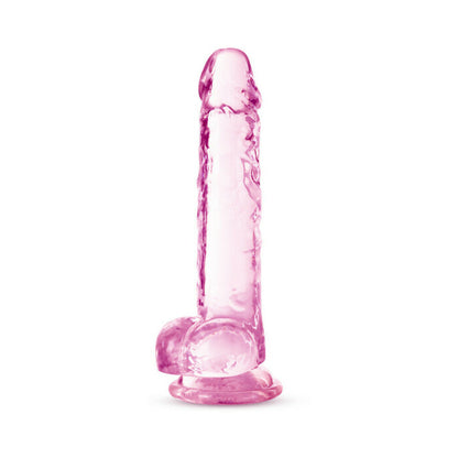 BLUSH - NATURALLY YOURS CRYSTALLINE 7 IN. DILDO WITH BALLS ROSE