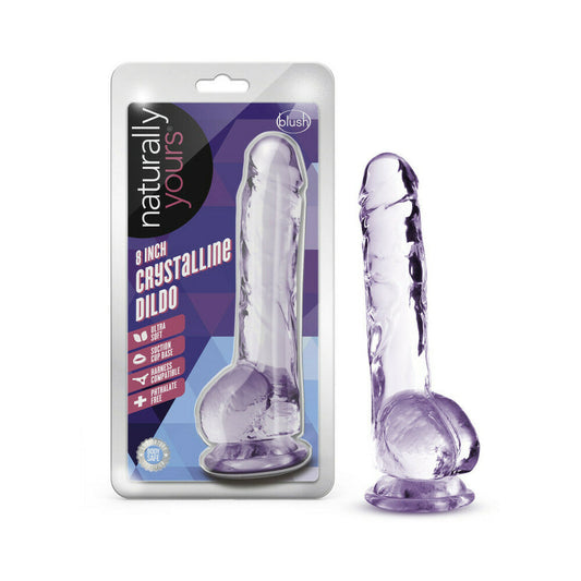 BLUSH - NATURALLY YOURS CRYSTALLINE 8 IN. DILDO WITH BALLS AMETHYST