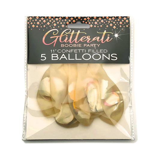 LITTLE GENIE - GLITTERATI BOOBIE PARTY CONFETTI BALLOONS 5-PACK