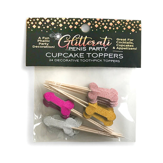 LITTLE GENIE - GLITTERATI PENIS PARTY CUPCAKE TOPPER TOOTHPICKS 24-PACK