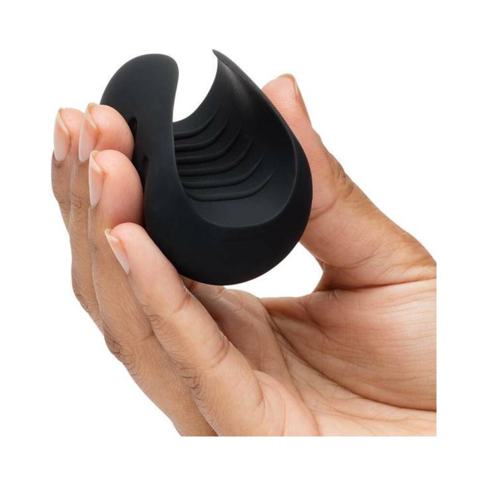FIFTY SHADES OF GREY - SENSATION RECHARGEABLE SILICONE VIBRATING PLEASURE STROKER BLACK