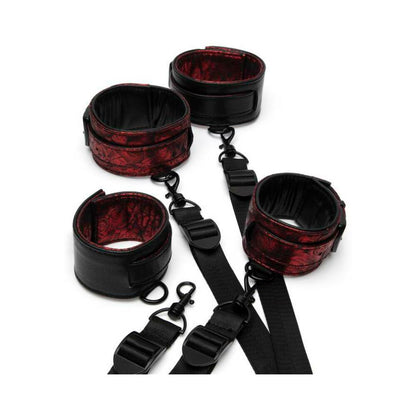 FIFTY SHADES OF GREY - CONJUNTO DE RESTRIÇÃO REVERSÍVEL PARA POR DEBAIXO DO COLCHÃO SWEET ANTICIPATION VERMELHO/PRETO