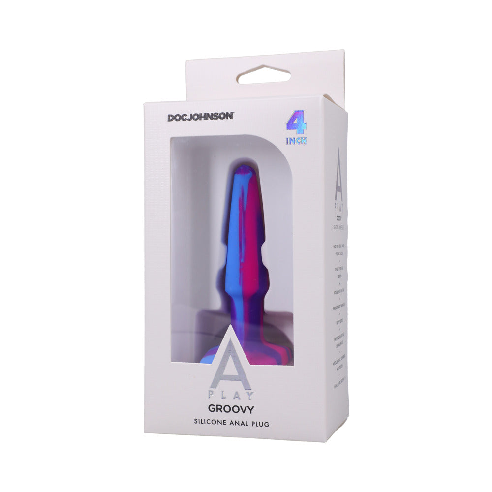 DOC JOHNSON - A-PLAY GROOVY SILICONE ANAL PLUG 4 POL. MULTICOR, ROSA