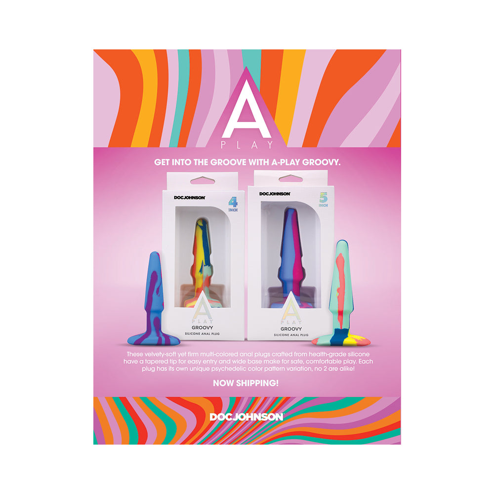 DOC JOHNSON - A-PLAY GROOVY SILICONE ANAL PLUG 4 POL. MULTICOR, ROSA