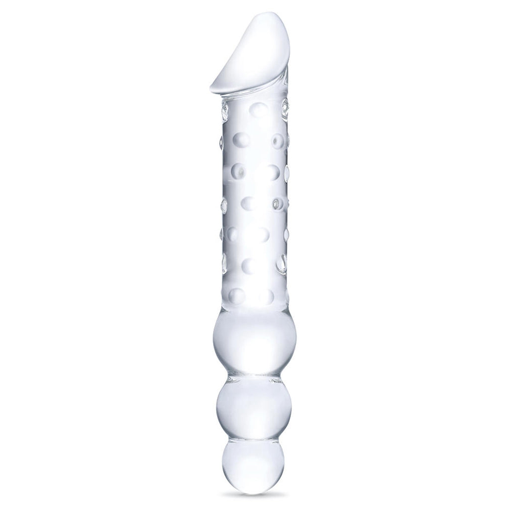 ELECTRIC EEL - GLAS 12 IN. DOUBLE ENDED GLASS DILDO WITH ANAL BEADS