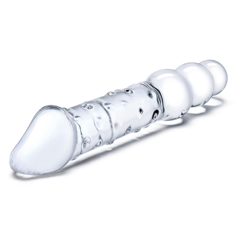ELECTRIC EEL - GLAS 12 IN. DOUBLE ENDED GLASS DILDO WITH ANAL BEADS
