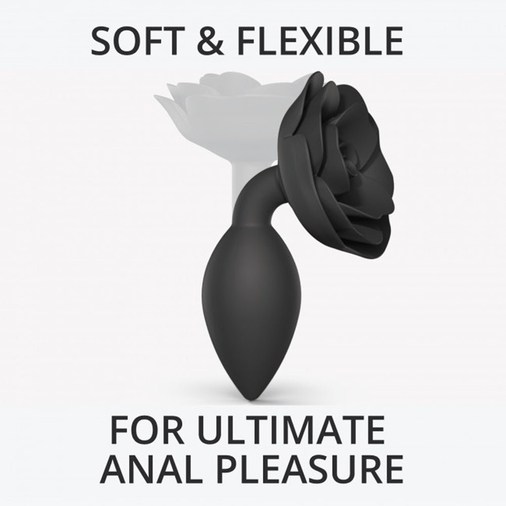 LOVELY PLANET - LOVE TO LOVE OPEN ROSES SILICONE ANAL PLUG BLACK ONYX LARGE