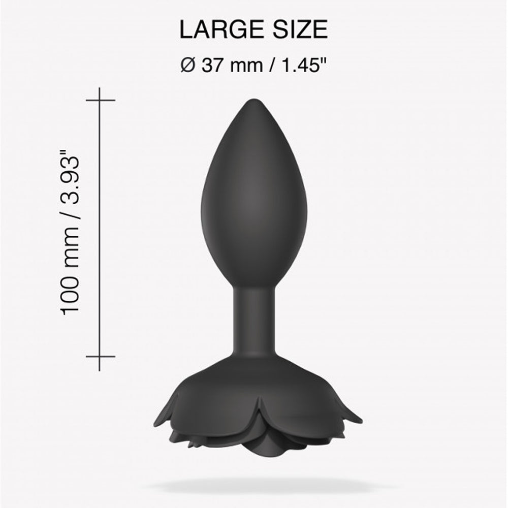 LOVELY PLANET - LOVE TO LOVE OPEN ROSES SILICONE ANAL PLUG BLACK ONYX LARGE