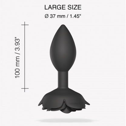 LOVELY PLANET - LOVE TO LOVE OPEN ROSES SILICONE ANAL PLUG BLACK ONYX LARGE