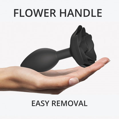 LOVELY PLANET - LOVE TO LOVE OPEN ROSES SILICONE ANAL PLUG BLACK ONYX LARGE