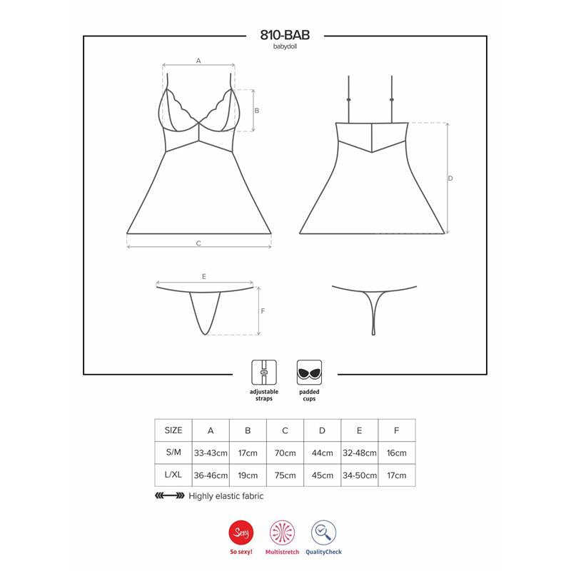 OBSESSIVE - 810-BAB-2 BABYDOLL Y TANGA COLOR