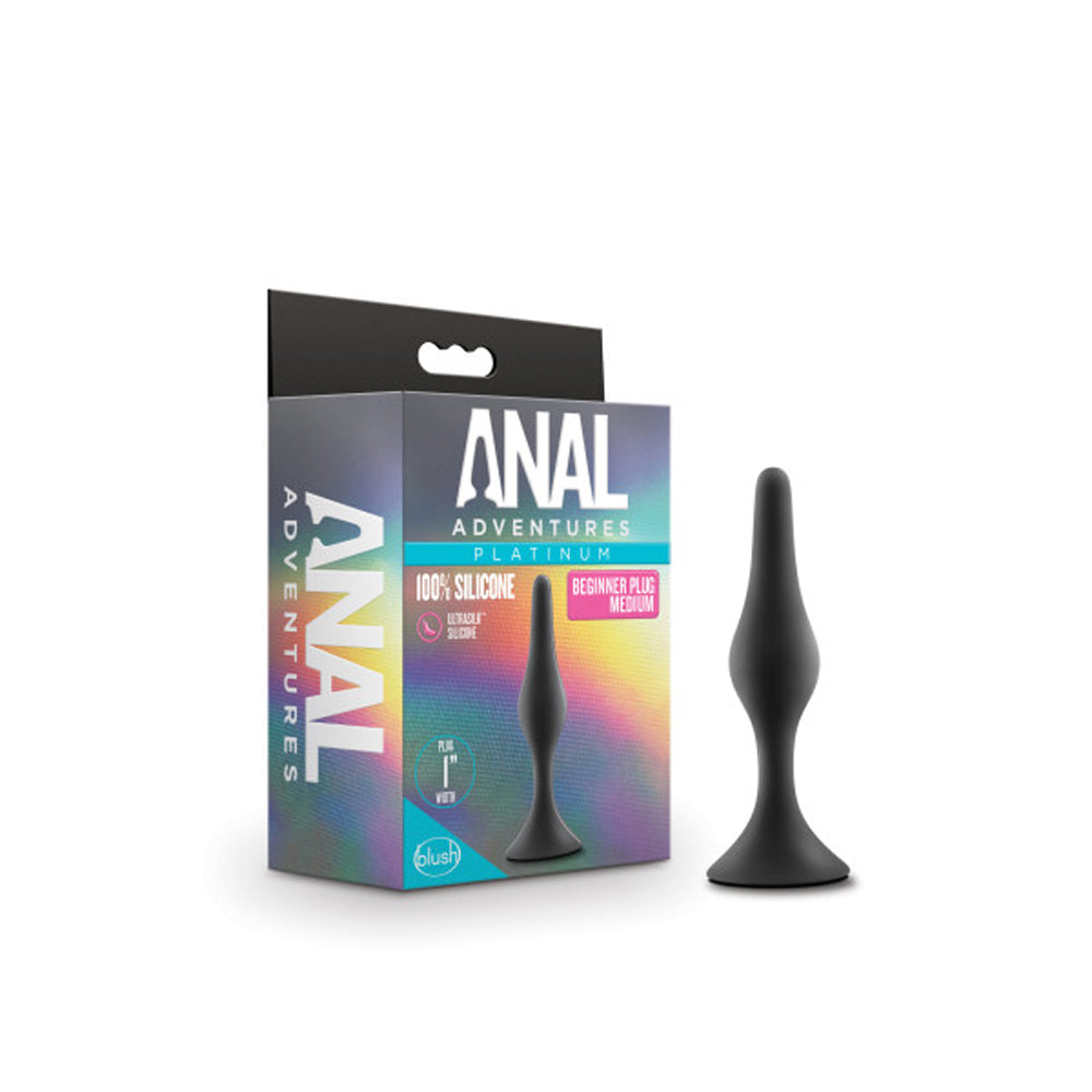 BLUSH - ANAL ADVENTURES PLATINUM SILICONE BEGINNER PLUG MEDIUM BLACK