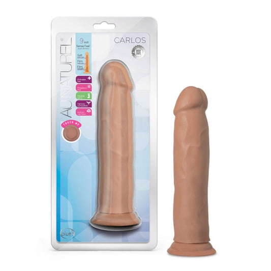 BLUSH - AU NATUREL CARLOS 9 IN. POSABLE DUAL DENSITY DILDO TAN