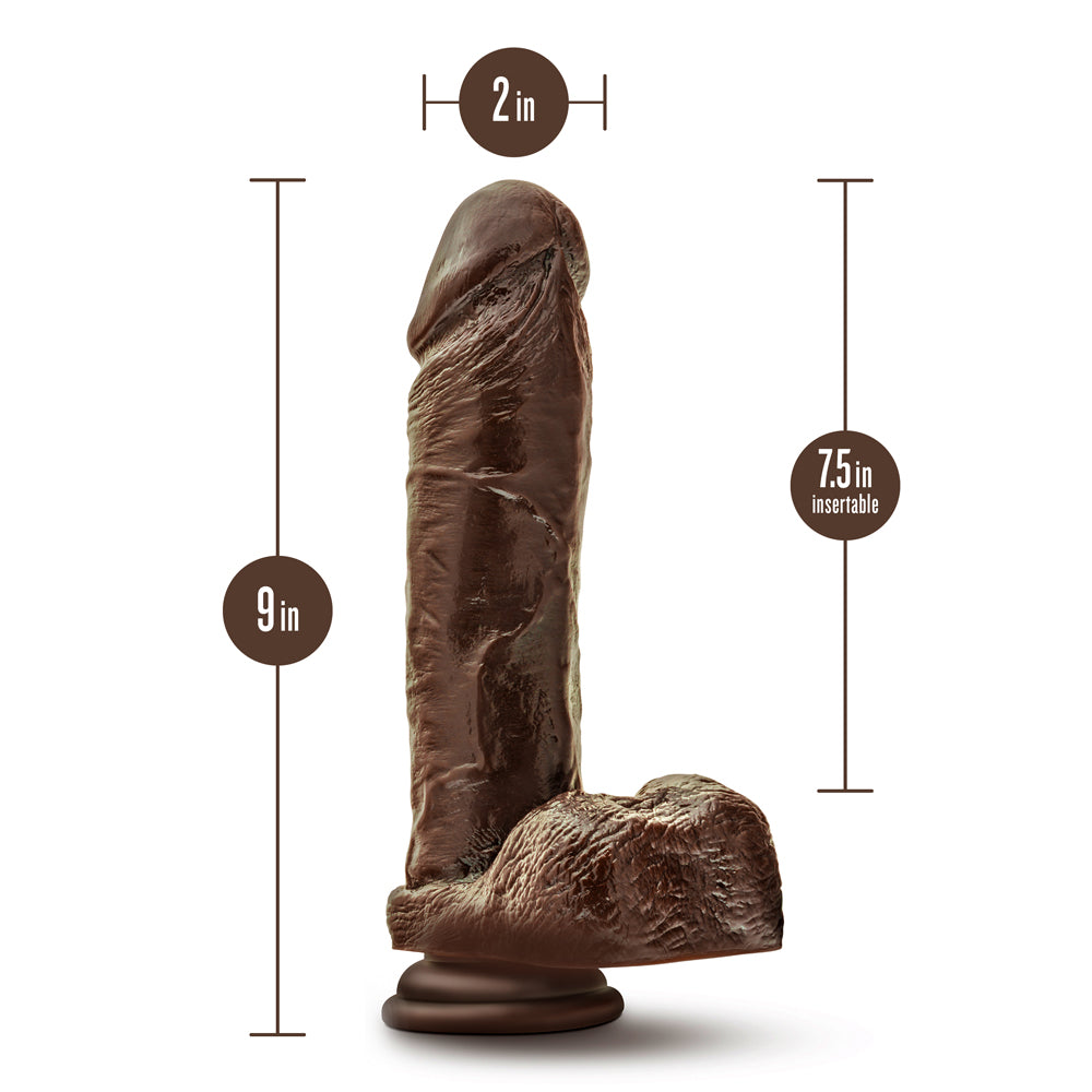 BLUSH - DR. SKIN PLUS THICK 9 IN. TRIPLE DENSITY POSABLE DILDO WITH BALLS BROWN